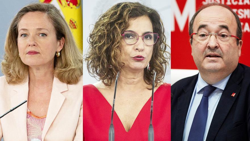 Nadia Calviño, María Jesús Montero y Miquel Iceta.