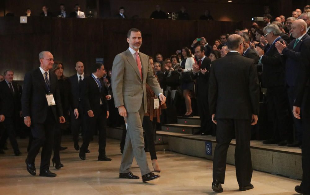 El rey Felipe VI inaugura la sexta edición del Foro Transfiere en el Palacio de Ferias y Congresos de Málaga.