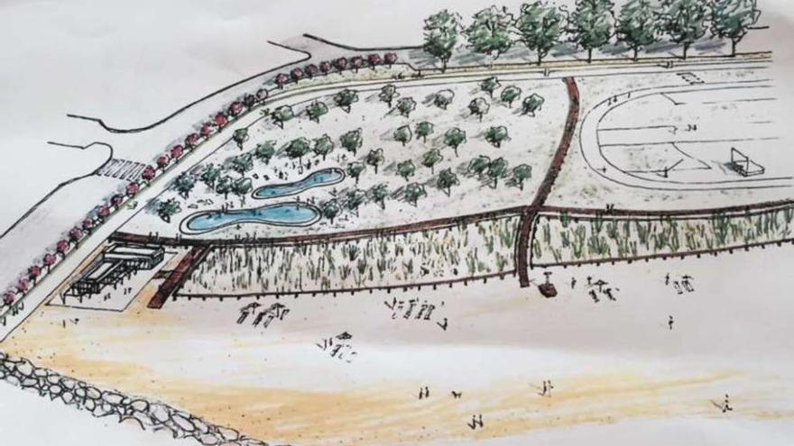 La recreación de las piscinas en A Xunqueira, elaborada por el arquitecto Juan Rivas.