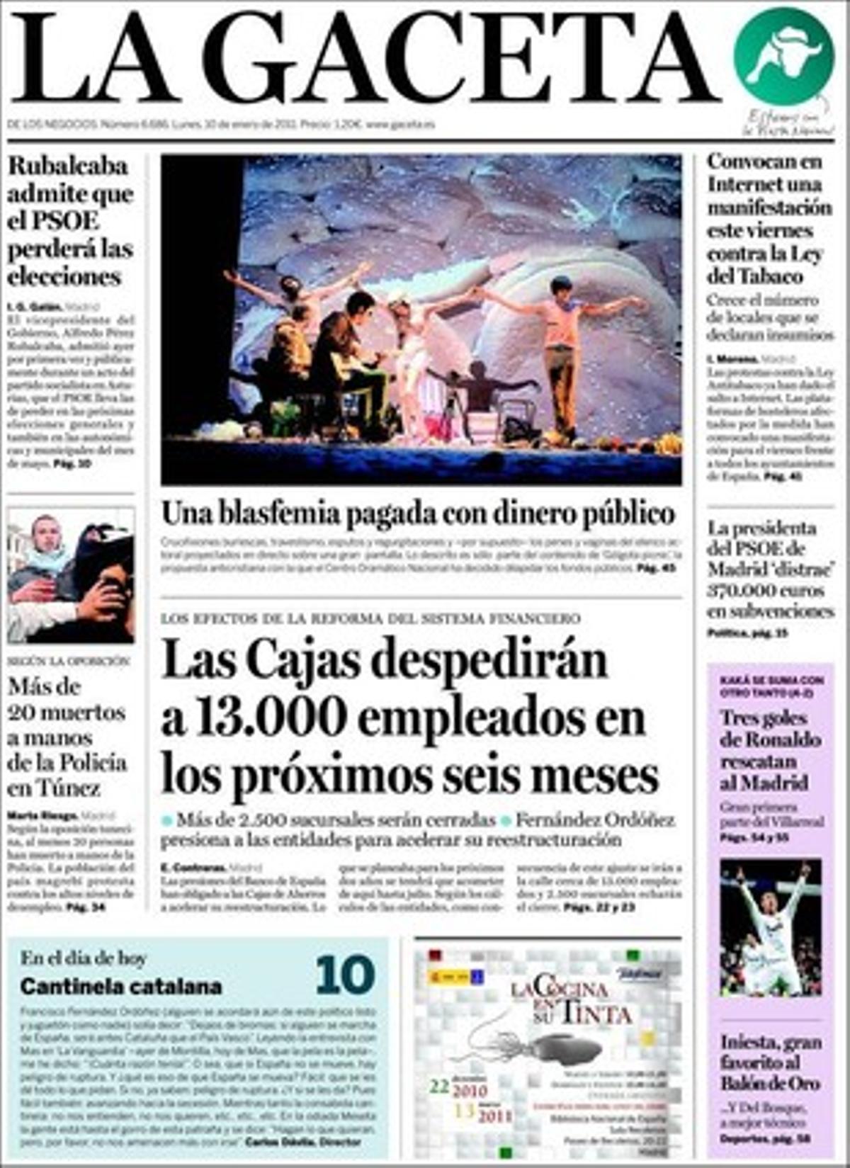 ’La Gaceta’ dóna rellevància a més al fet que tres alts càrrecs del Ministeri d’Indústria han abandonat Miguel Sebastián els últims mesos i que alguns bars convoquen via internet una concentració divendres contra la prohibició de fumar als locals.