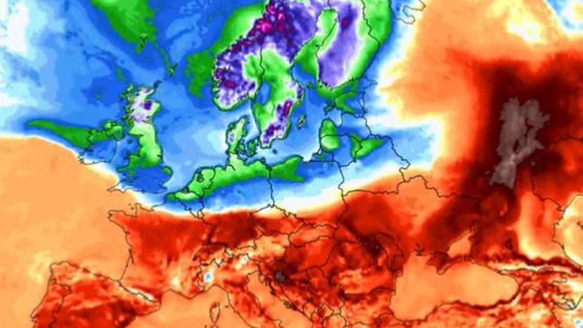 Mapa con las anomalías térmicas previstas en Europa