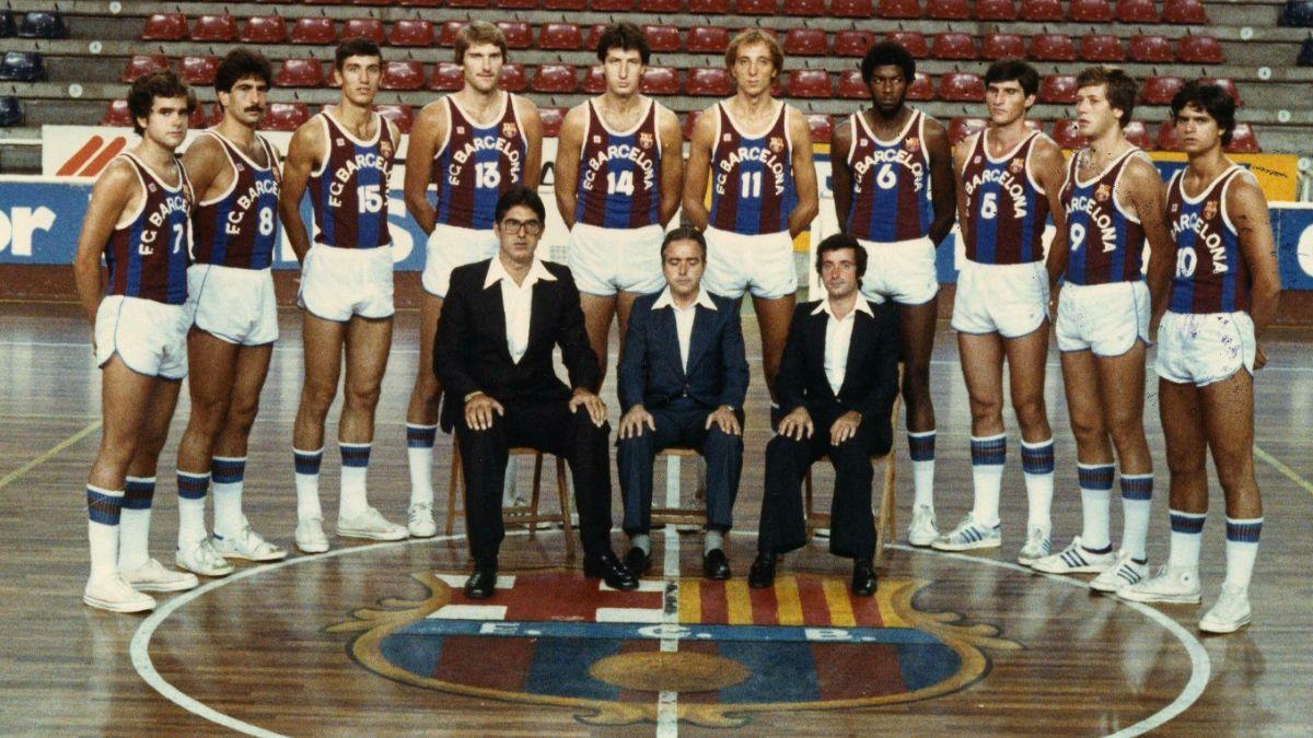 La plantilla del Barça de baloncesto en la temporada 79-80