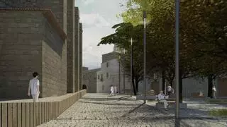 La reforma de la plaza de Santiago en Cáceres realza la iglesia y crea espacios arbolados