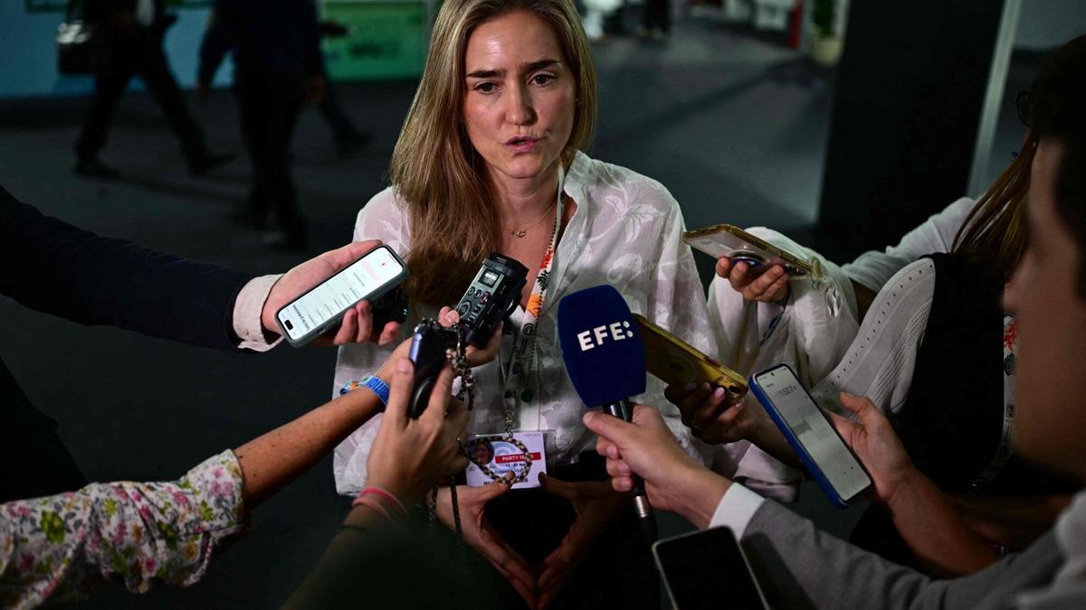 La ministra Sara Aagesen Munoz, tras su conferencia en la COP30 en Brasil.