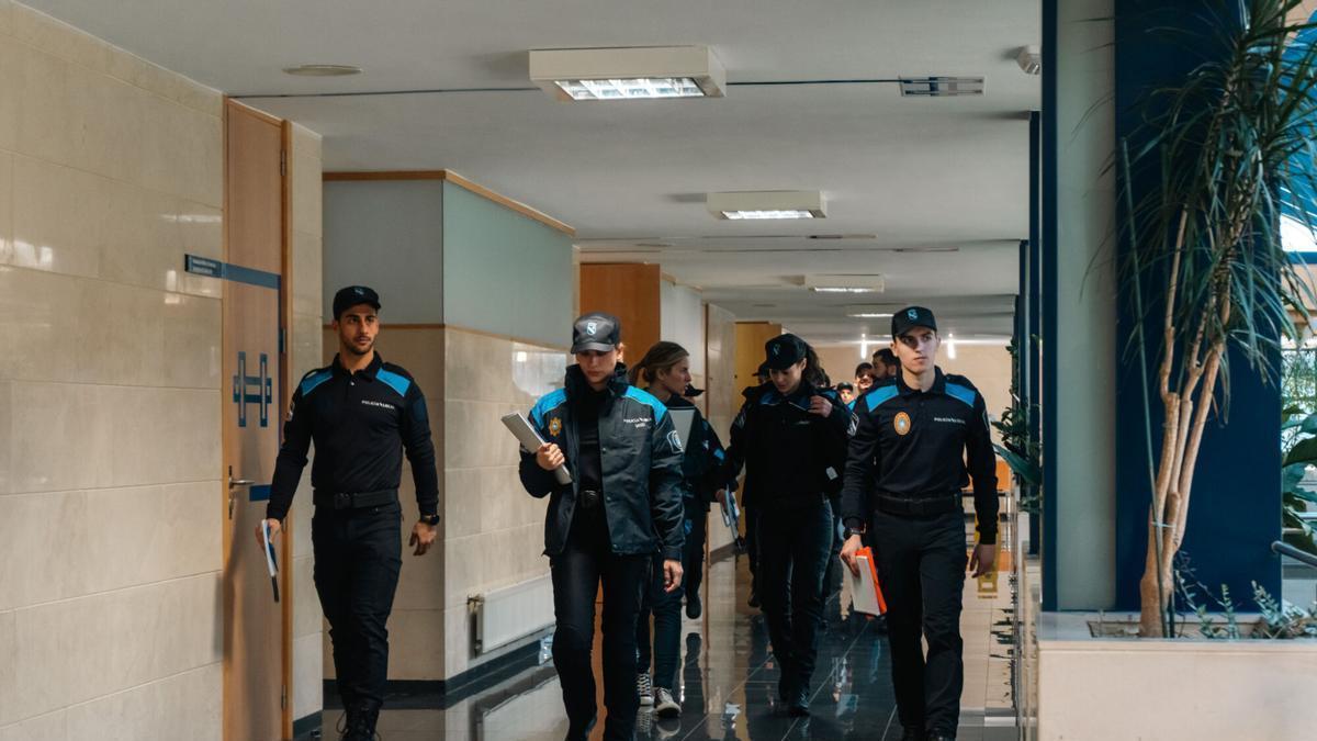 Policías locales durante una actividad formativa en la Academia Galega de Seguridade Pública.