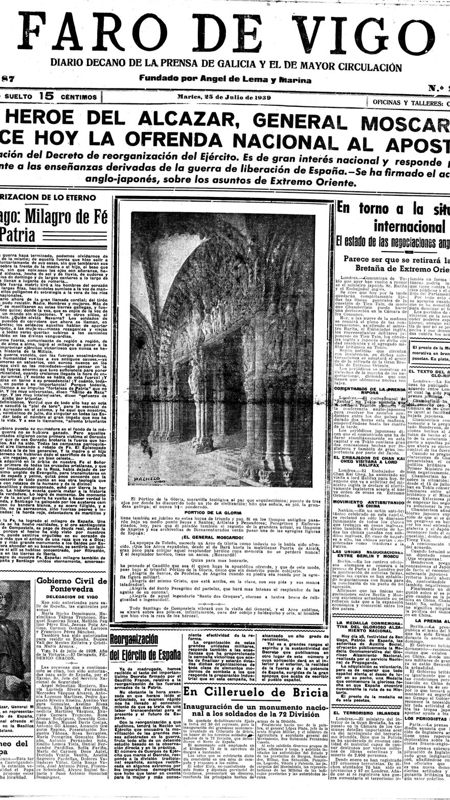 O Día de Galicia a través das portadas de FARO DE VIGO