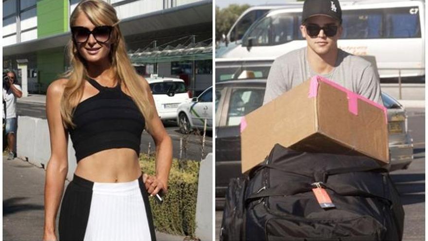 Paris Hilton, junto a su novio cargado de maletas.
