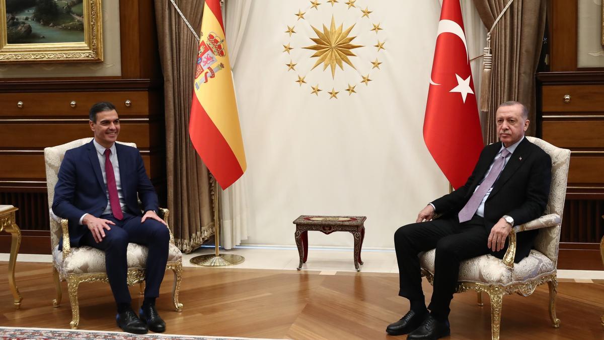 El president espanyol, Pedro Sánchez, i el primer ministre turc, Recep Tayip Erdogán