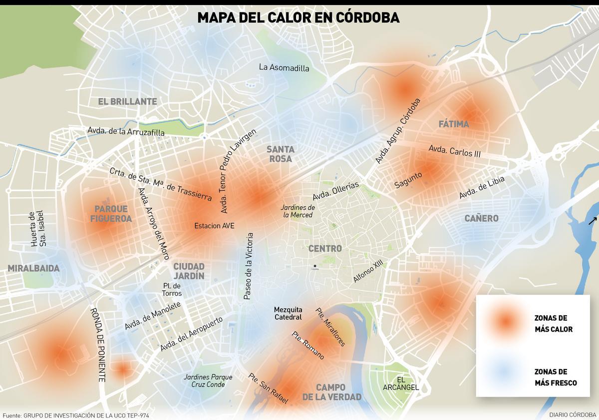 Mapa del calor en Córdoba.