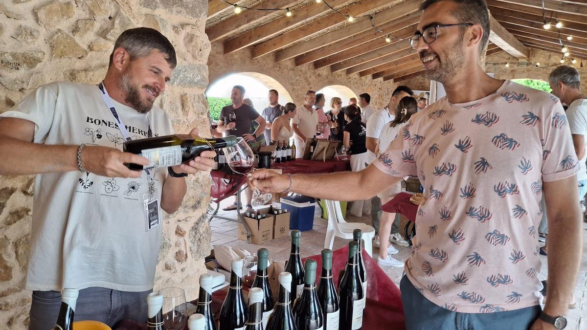 Héctor Carrió, del "celler" de Tossut, en Pedreguer, sirve una copa de su vino