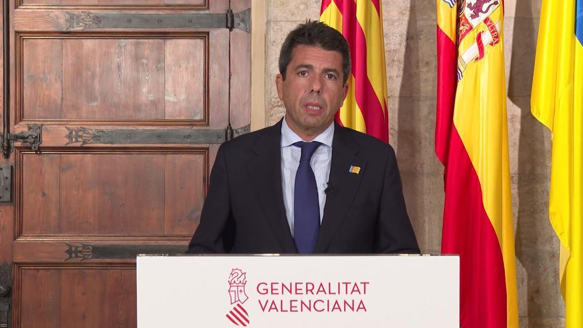 Declaración institucional de Mazón tras el acuerdo de investidura.