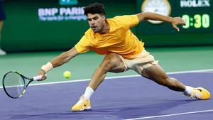 Carlos Alcaraz, durante el duelo ante Arthur Rinderknech
