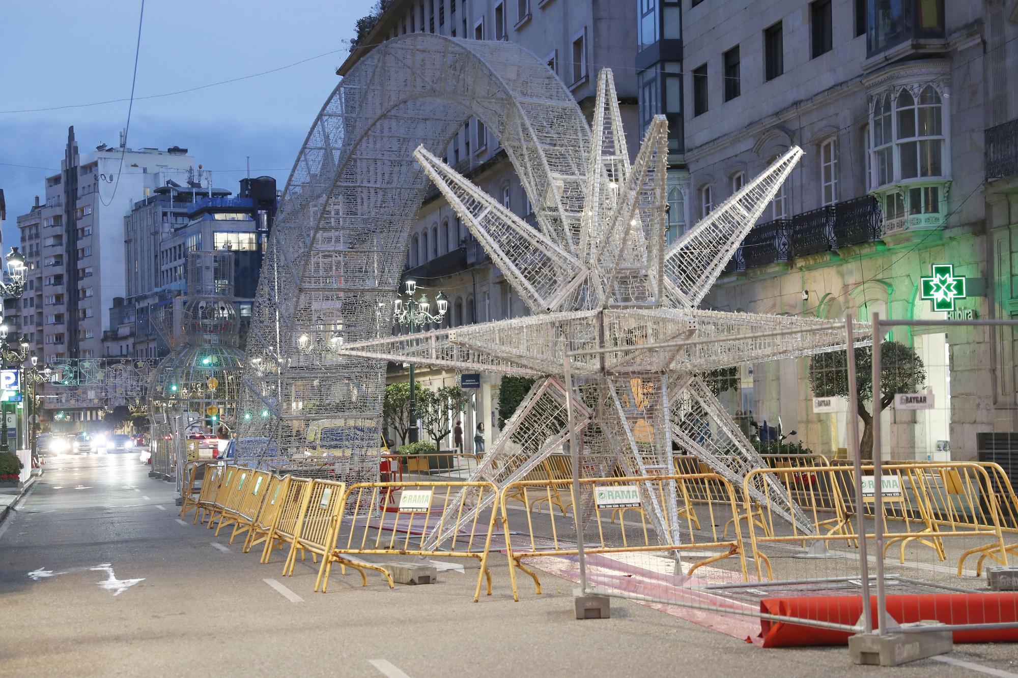 El montaje de la Navidad en Vigo encara sus últimos días