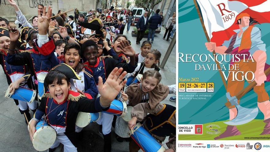 Niños en una pasada edición de la Reconquista. Cartel de la Reconquista 2022.