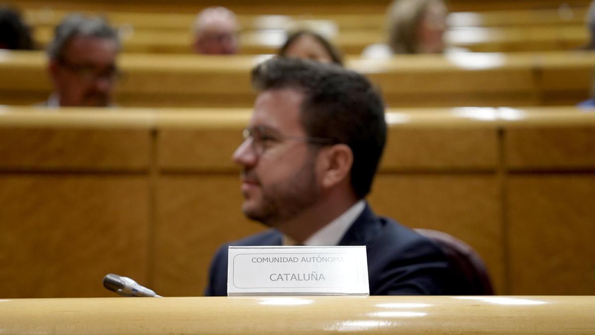 Pere Aragonès en el Senado donde se debatió la Ley de Amnistía.