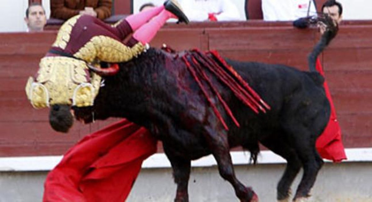 Julio Aparicio, en el moment de l’agafada. Julio Aparicio, en el moment de l’agafada.