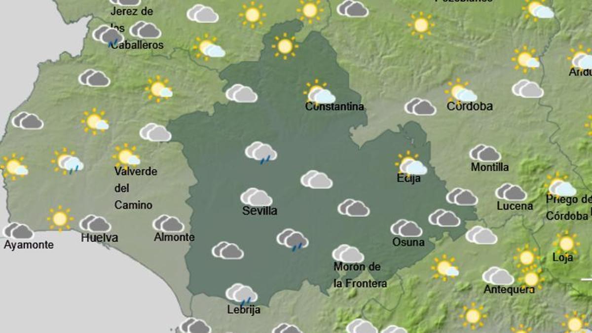 Mapa de la Aemet de Sevilla para este lunes