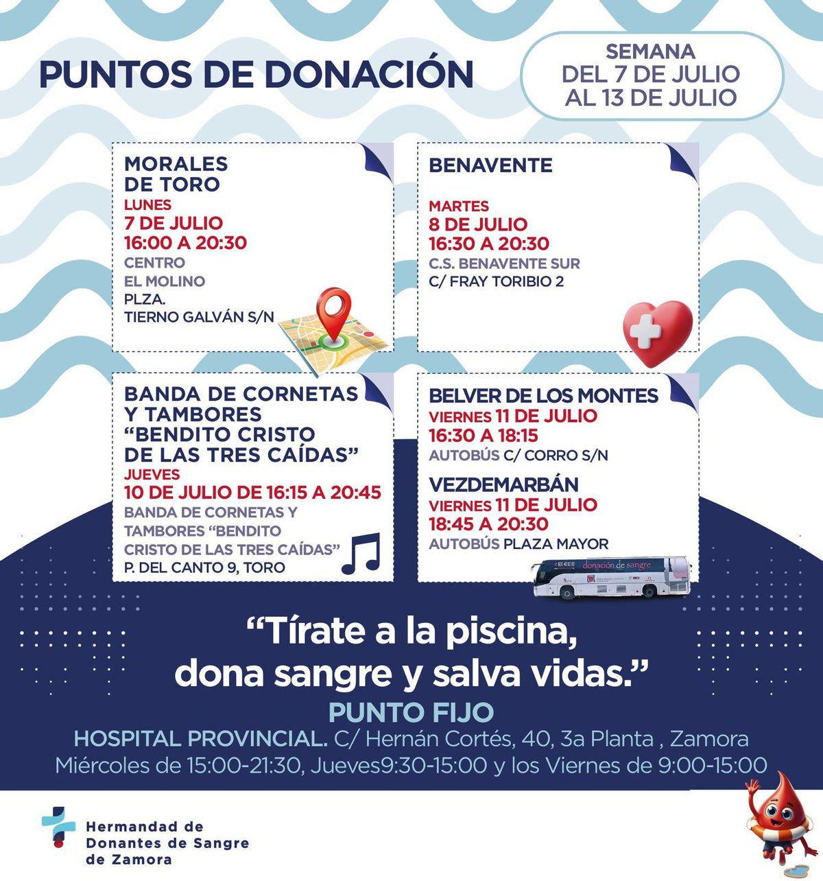 Puntos de donación en Zamora del 7 al 13 de julio
