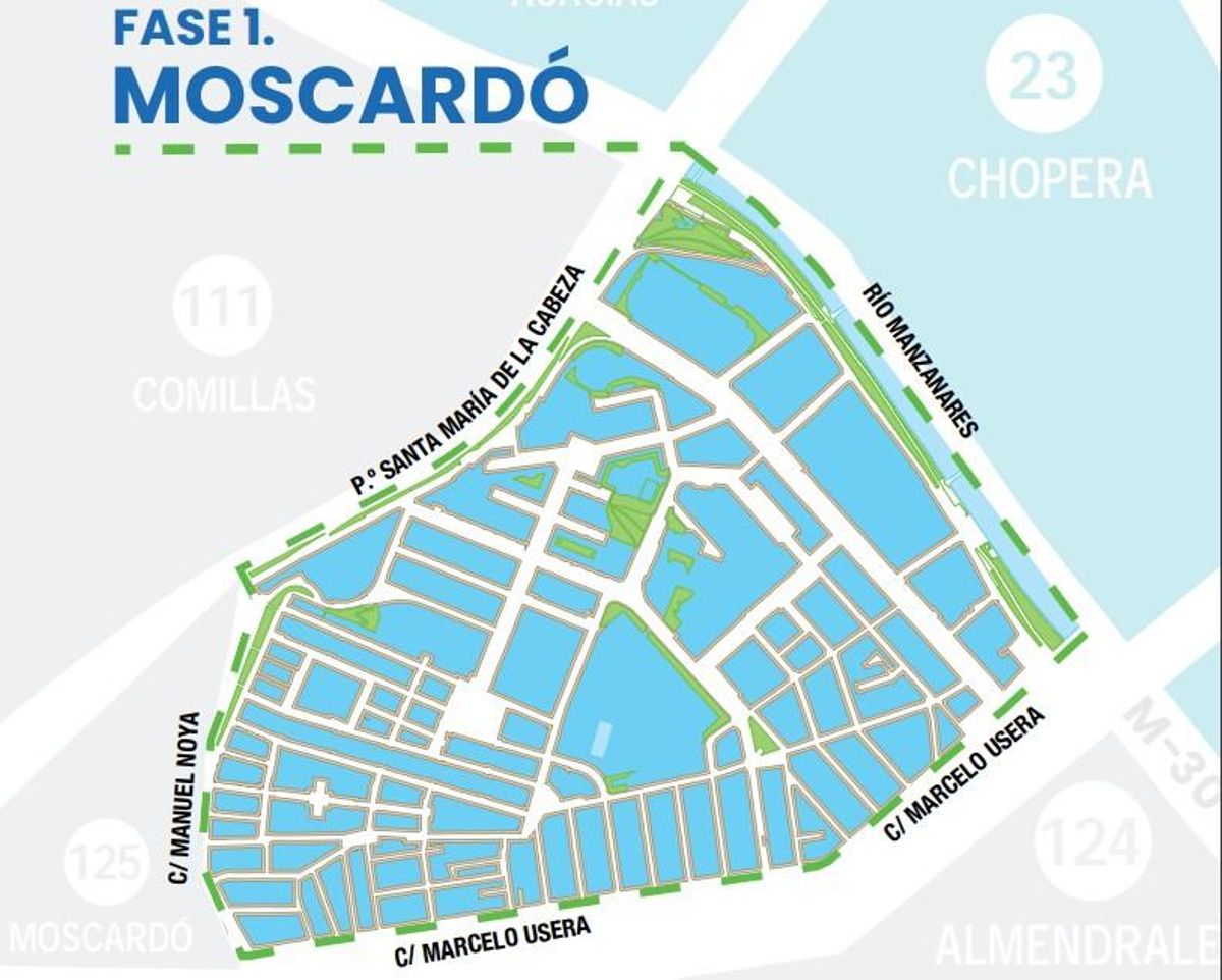 Mapa de la nueva zona ser de Moscardó.