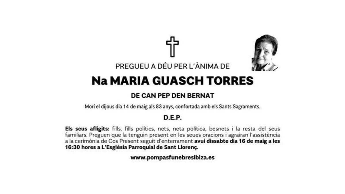 Esquela Maria Guasch Torres