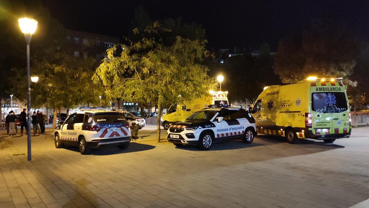 Els Mossos i el SEM desplegats al parc central de Girona arran d’una baralla, foto d’arxiu.
