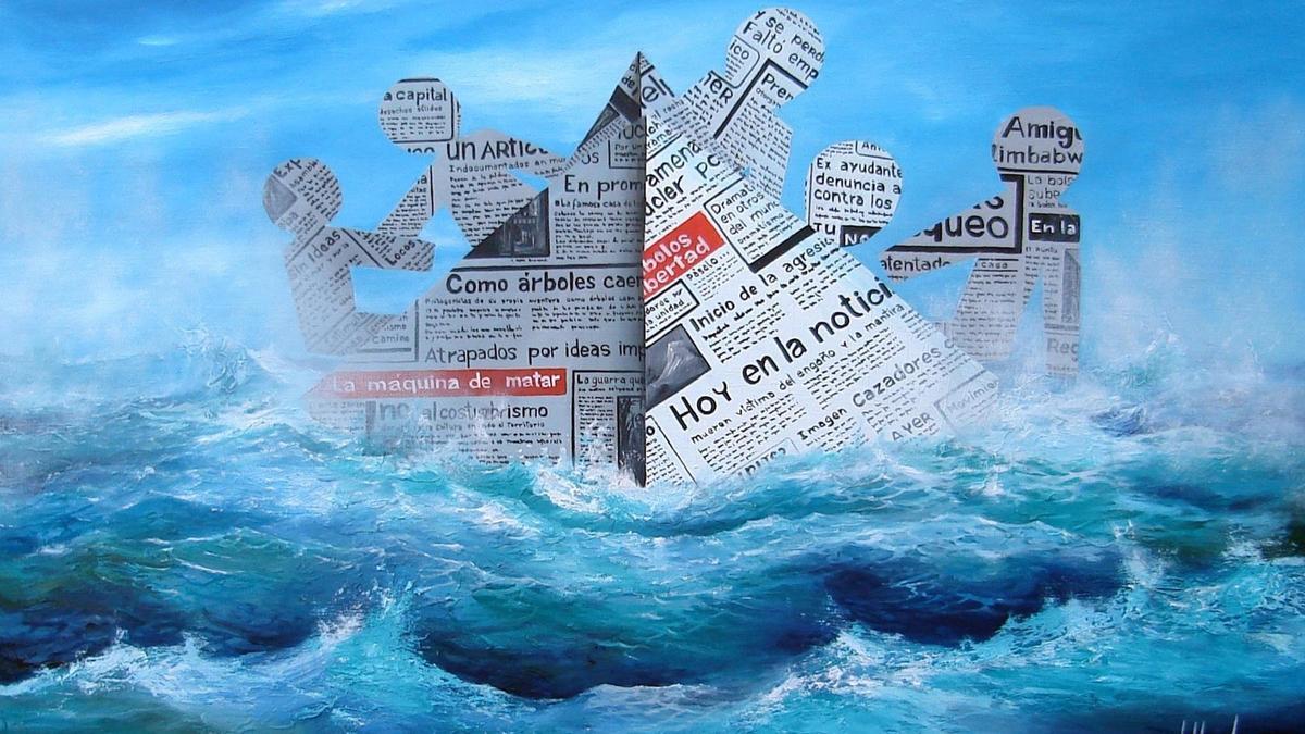 "Balsero", obra del artista cubano Reynaldo Villamil, incluida en la exposición "Transformadores".