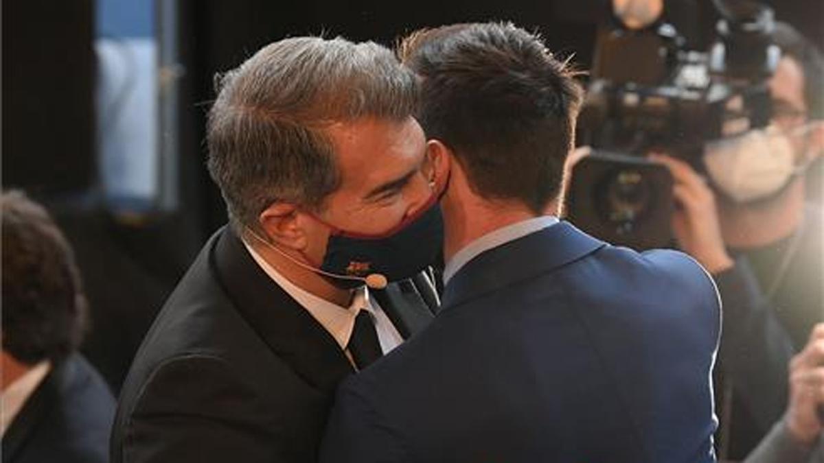 Joan Laporta y Leo Messi, en el palco del Camp Nou