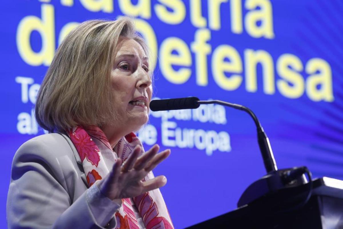 La secretaria de Estado de Defensa, Amparo Valcarce, este lunes en las jornadas sobre industria de defensa organizadas por Expansión.