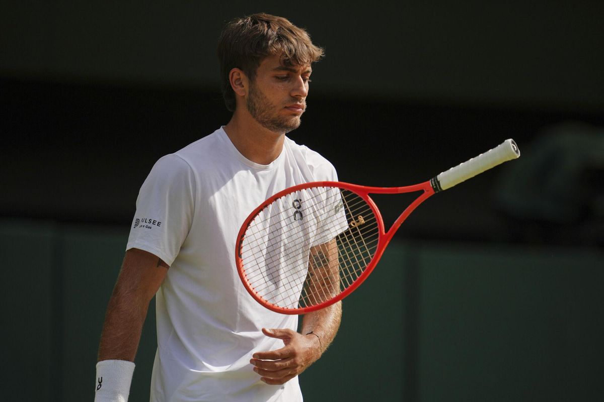 Cobolli, en un momento del partido de este miércoles contra Djokovic.
