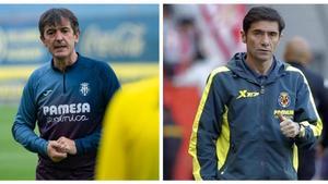 José Rojo Pacheta (i), todavía entrenador del VillarrealCF, y Marcelino García Toral (d), que todo apunta a que será el nuevo técnico.