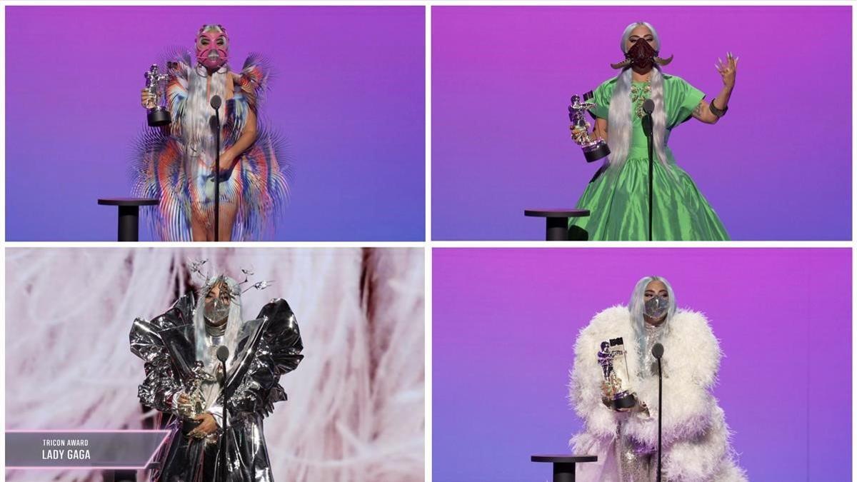 Lady Gaga, con cuatro galardones y cuatro mascarillas, en los MTV VMAs
