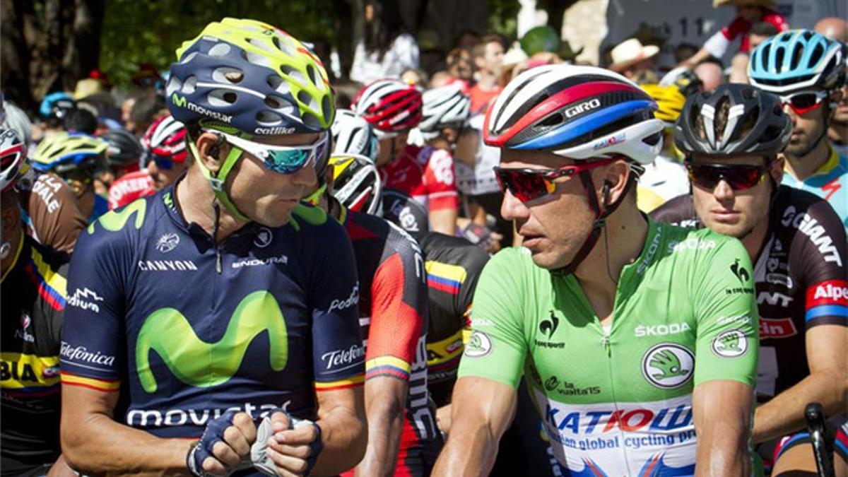 Valverde y Purito dialogando durante una etapa de la Vuelta