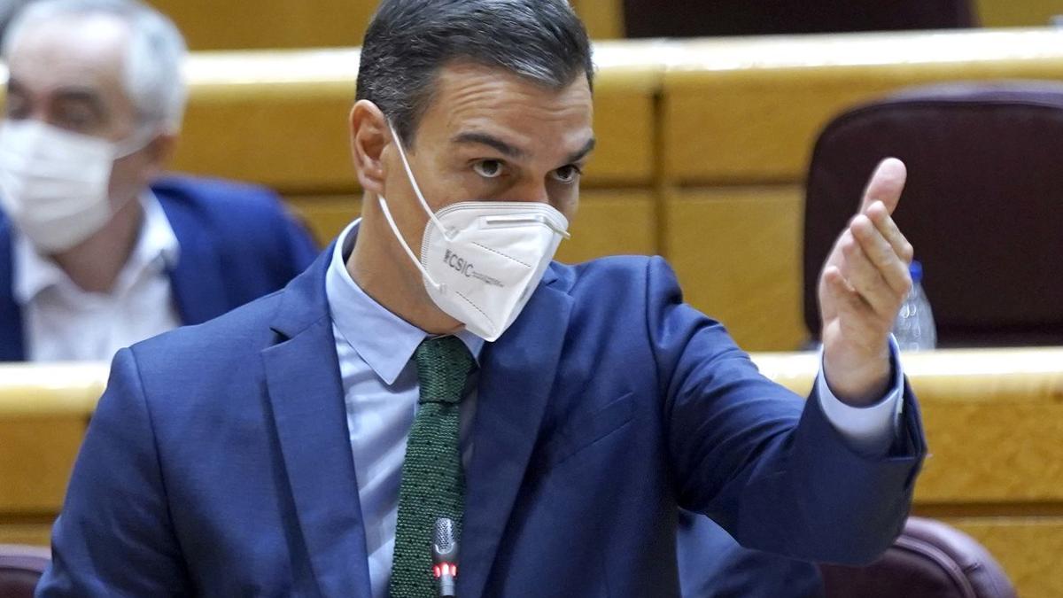 El presidente del Gobierno, Pedro Sánchez, este 17 de noviembre en la sesión de control al Gobierno en el Senado.