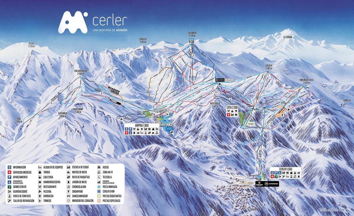 Plano de las pistas de Cerler.