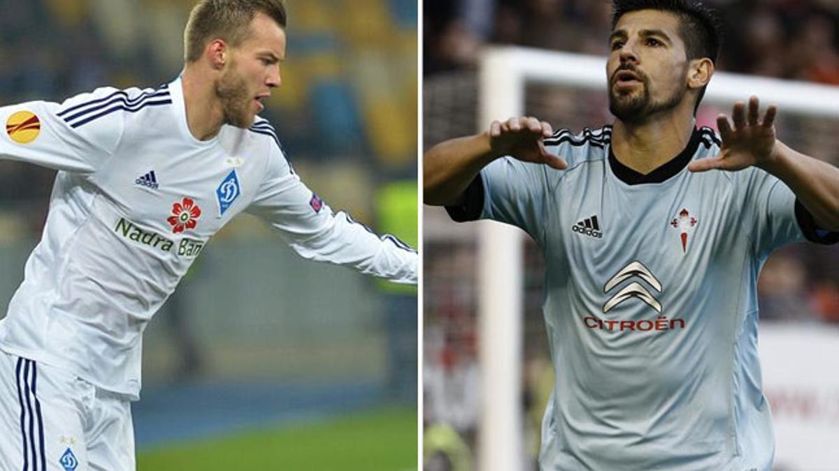 Yarmolenko y Nolito, en la recámara del FC Barcelona