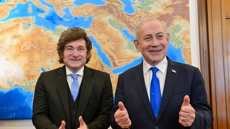 Así ha sido el efusivo abrazo entre Javier Milei y Benjamin Netanyahu
