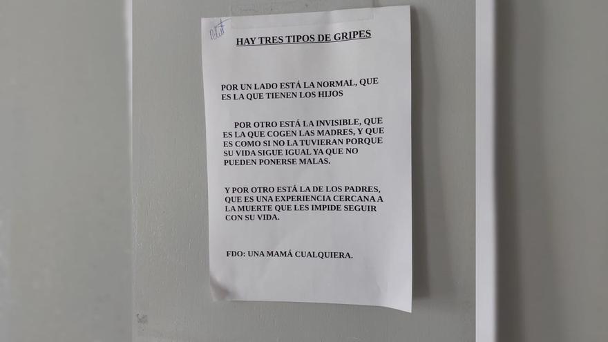 Los tres tipos de gripe: La nota de un hospital de Castellón que ironiza sobre las diferencias entre padres y madres