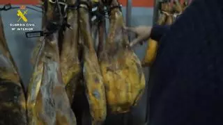 Intervenida casi una tonelada de jamones en mal estado preparados para vender en Sevilla