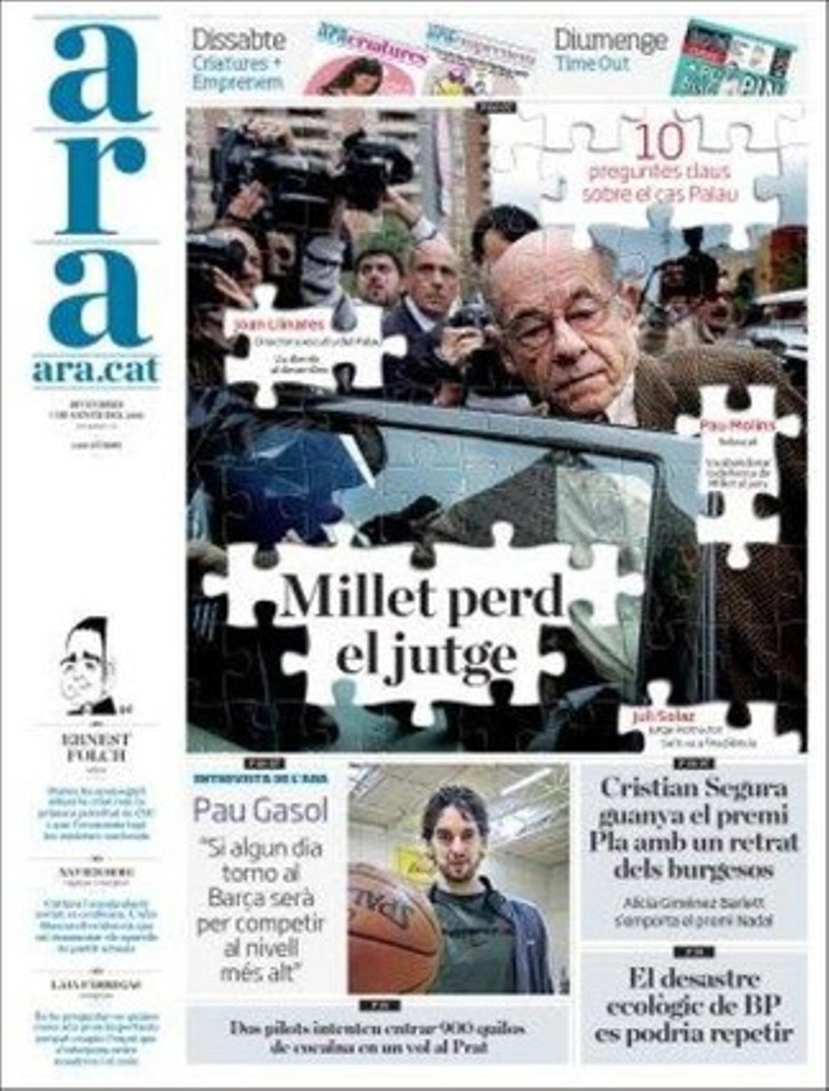 ’Ara’ destaca que Artur Mas assumeix el Centre d’Estudis d’Opinió (CEOE) per decret, i que Brussel·les dóna la raó a Alemanya i obre la porta a la contribució d’inversors privats en cas de caigudes bancàries