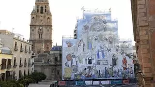 Una nueva lona cubre la Catedral de Murcia: quién es quién en la gigante viñeta