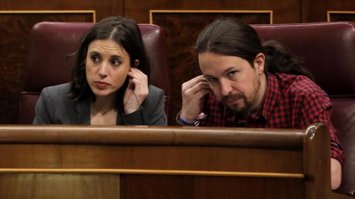 Pablo Iglesias e Irene Montero, en el Congreso.