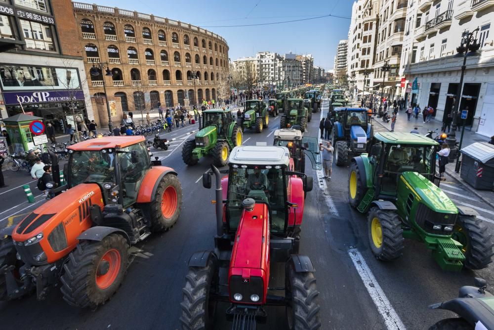 FOTOS: La tractorada de los agricultores toma València