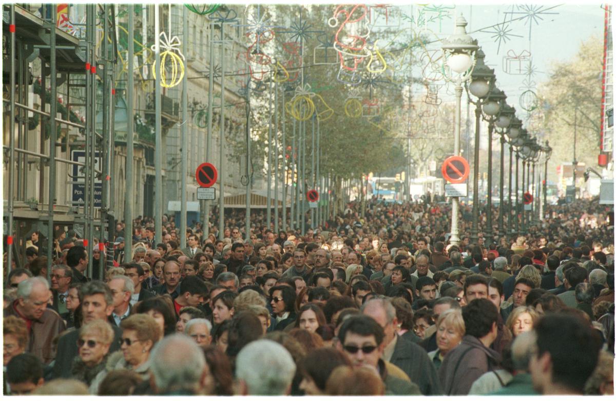 Portal de l'Àngel, lleno hasta la bandera, el 8 de diciembre de 1998