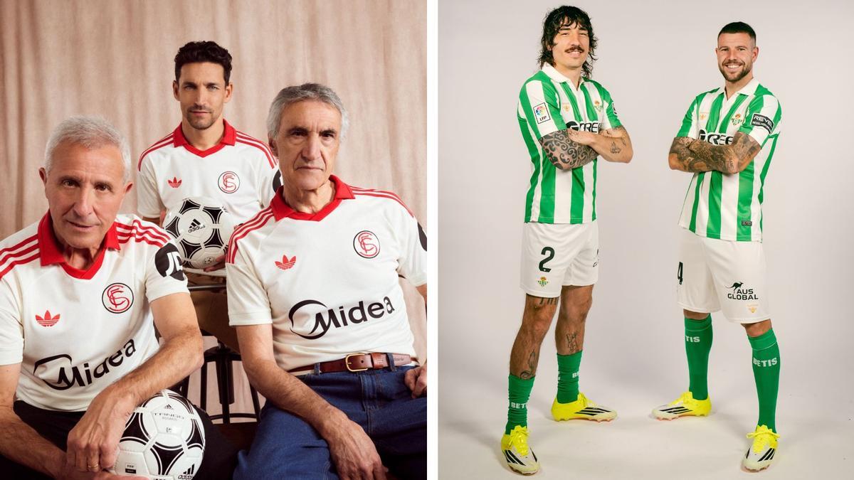 Así son las equipaciones 'retro' del Sevilla FC y Real Betis