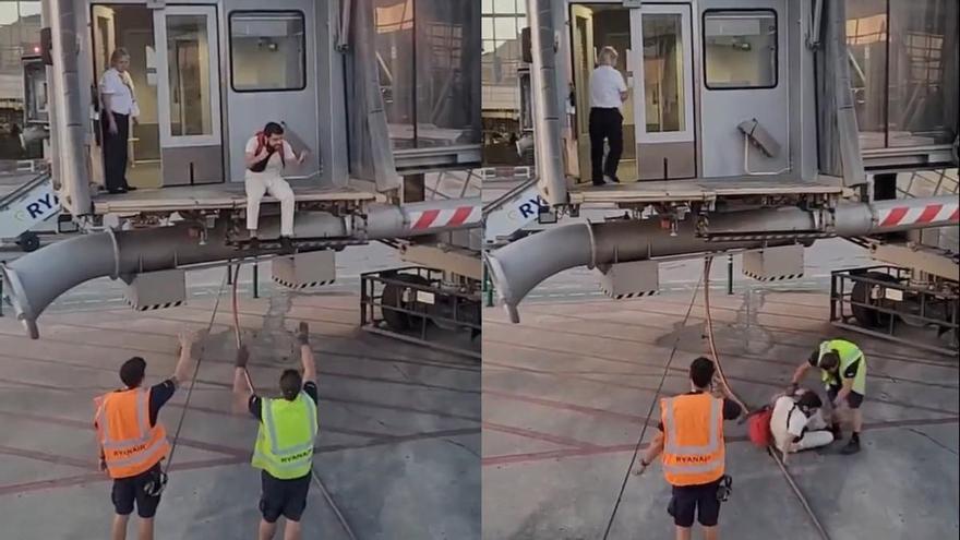VÍDEO | Embarcament surrealista a l’aeroport de Màlaga: un home es tira al buit per no perdre un avió