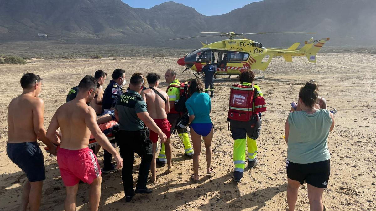 Rescate de un bañista en Cofete, en Fuerteventura.