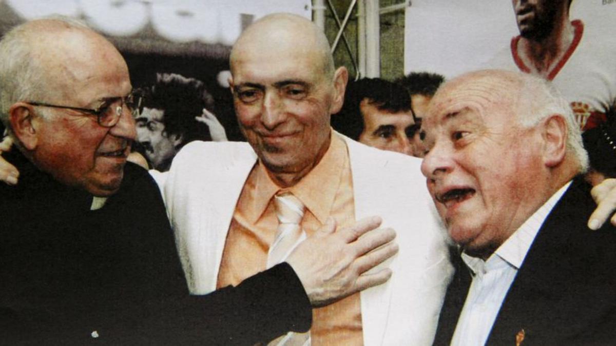 Ángel Fidalgo, Enrique Castro, «Quini», y Fernando Fueyo.