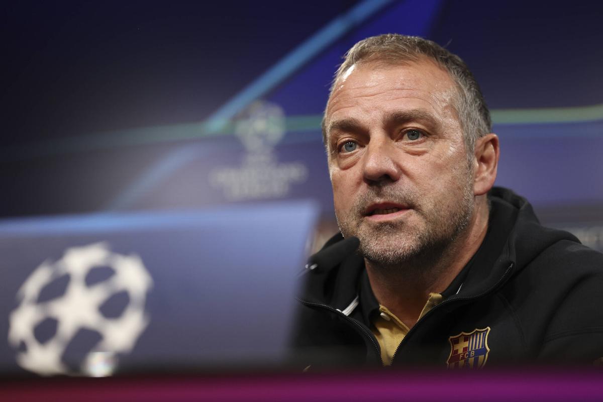 Hansi Flick, en rueda de prensa antes de un partido de Champions League