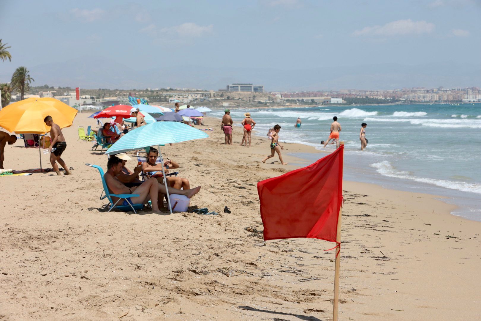 Bandera roja en la playa de Urbanova y la de perros por la mala calidad del agua