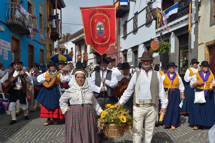 Carretas y grupos en la romería del Pino